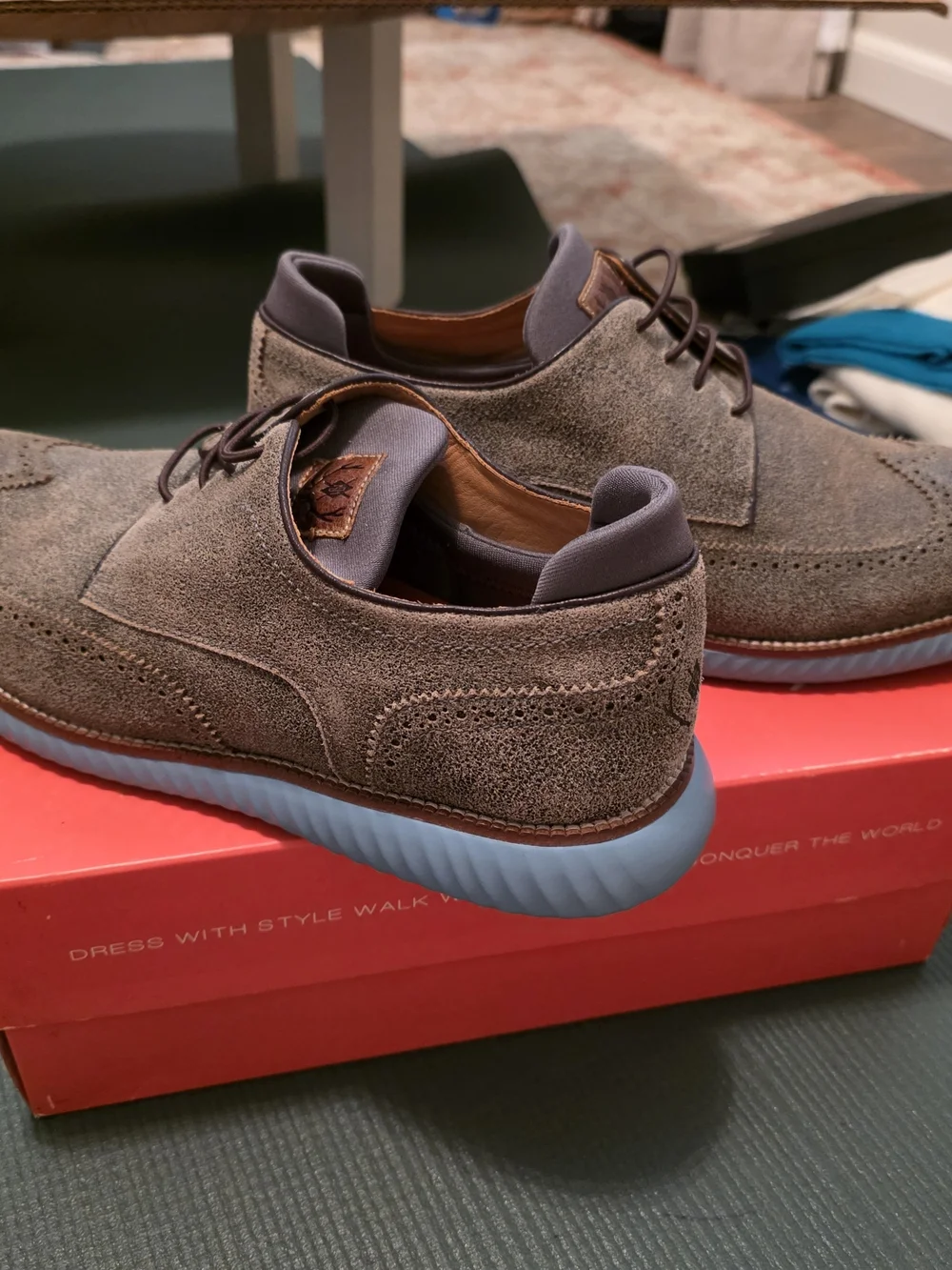 Martin Dingman Stone Wingtip Derby with Light Blue Sole